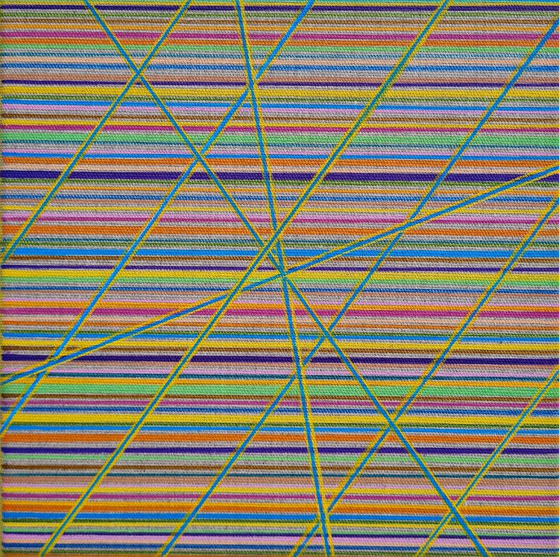 Coloured lines 6.6 gelb 2026, 25x25, Acryl-Acrylstifte auf Leinwand, € 250